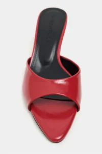 Nisantasi Shoes PROMISE Red raschel RUSTIC Patterned Pointed toe Women Thin Heels Slippers - Image 4