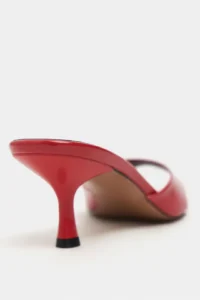 Nisantasi Shoes PROMISE Red raschel RUSTIC Patterned Pointed toe Women Thin Heels Slippers - Image 5