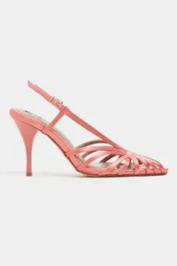 Nisantasi Shoes Eryu Salmon Satin Burnu Light Detailed Kafesli Women Heels Shoes - Image 3