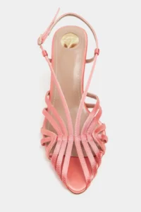 Nisantasi Shoes Eryu Salmon Satin Burnu Light Detailed Kafesli Women Heels Shoes - Image 4