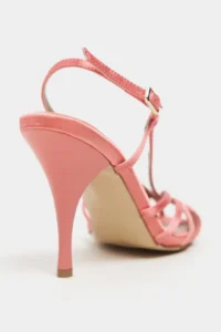 Nisantasi Shoes Eryu Salmon Satin Burnu Light Detailed Kafesli Women Heels Shoes - Image 5