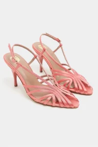 Nisantasi Shoes Eryu Salmon Satin Burnu Light Detailed Kafesli Women Heels Shoes - Image 6
