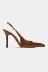Nisantasi Shoes GLORIA Brown Patent Belt Detailed Pointed toe Women Heels Shoes - Image 3
