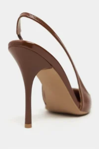 Nisantasi Shoes GLORIA Brown Patent Belt Detailed Pointed toe Women Heels Shoes - Image 5