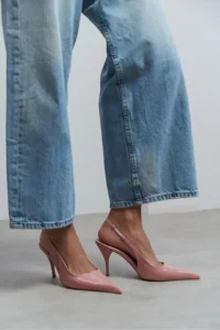 Nisantasi Shoes Mehru Dusty ROSE Patent Belt Detailed Pointed toe Women Heels Shoes - Image 2