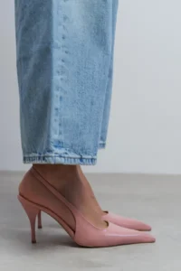 Nisantasi Shoes Mehru Dusty ROSE Patent Belt Detailed Pointed toe Women Heels Shoes - Image 8