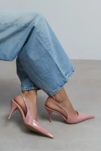 Nisantasi Shoes Mehru Dusty ROSE Patent Belt Detailed Pointed toe Women Heels Shoes - Image 9