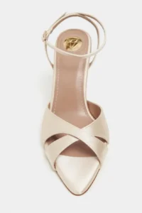 Nisantasi Shoes MONICA Beige Satin Bilek Belt Detailed Women Thin Heels Shoes - Image 3