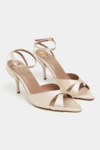 Nisantasi Shoes MONICA Beige Satin Bilek Belt Detailed Women Thin Heels Shoes - Image 5
