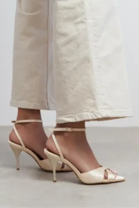 Nisantasi Shoes MONICA Beige Satin Bilek Belt Detailed Women Thin Heels Shoes - Image 7