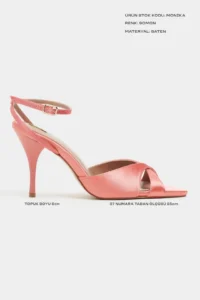 Nisantasi Shoes MONICA Salmon Satin Bilek Belt Detailed Women Thin Heels Shoes - Image 2