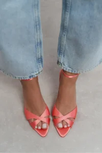 Nisantasi Shoes MONICA Salmon Satin Bilek Belt Detailed Women Thin Heels Shoes - Image 8