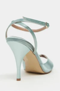 Nisantasi Shoes MONICA Turquoise Satin Bilek Belt Detailed Women Thin Heels Shoes - Image 7