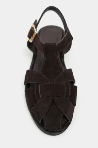 Nisantasi Shoes Ceres DARK COFFEE GENUINE Leather Suede Hair Clip Detailed Short Heels Women Sandals - Image 4