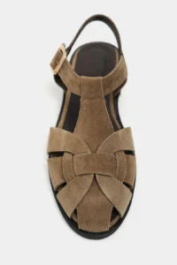 Nisantasi Shoes Ceres ROME BEIGE GENUINE Leather Suede Hair Clip Detailed Short Heels Women Sandals - Image 4