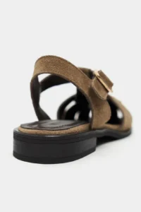 Nisantasi Shoes Ceres ROME BEIGE GENUINE Leather Suede Hair Clip Detailed Short Heels Women Sandals - Image 5