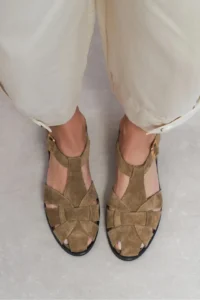 Nisantasi Shoes Ceres ROME BEIGE GENUINE Leather Suede Hair Clip Detailed Short Heels Women Sandals - Image 8