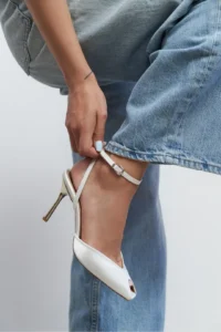 Nisantasi Shoes Vela Pearl Satin Ankle Tied Toe Light Detailed Women Heels Shoes - Image 8