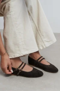 Nisantasi Shoes James Brown Suede Leather Flat Sole Women Flats
