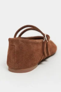Nisantasi Shoes James Tan Suede Leather Flat Sole Women Flats - Image 3