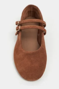 Nisantasi Shoes James Tan Suede Leather Flat Sole Women Flats - Image 4