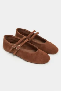 Nisantasi Shoes James Tan Suede Leather Flat Sole Women Flats - Image 5