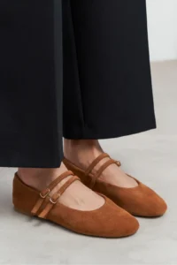 Nisantasi Shoes James Tan Suede Leather Flat Sole Women Flats - Image 7