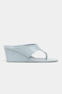 Nisantasi Shoes Corey Bebe BLUE RUSTIC Flip Flops Wedge Heels Women Slippers