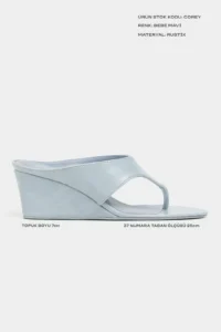 Nisantasi Shoes Corey Bebe BLUE RUSTIC Flip Flops Wedge Heels Women Slippers - Image 3