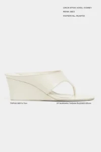 Nisantasi Shoes Corey BEIGE RUSTIC Flip Flops Wedge Heels Women Slippers - Image 3