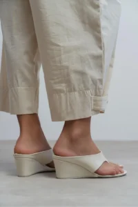Nisantasi Shoes Corey BEIGE RUSTIC Flip Flops Wedge Heels Women Slippers - Image 9