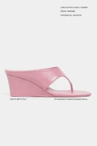 Nisantasi Shoes Corey PINK RUSTIC Flip Flops Wedge Heels Women Slippers - Image 3