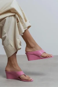 Nisantasi Shoes Corey PINK RUSTIC Flip Flops Wedge Heels Women Slippers - Image 8