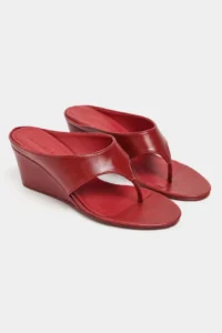 Nisantasi Shoes Corey Red RUSTIC Flip Flops Wedge Heels Women Slippers