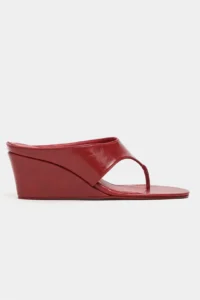 Nisantasi Shoes Corey Red RUSTIC Flip Flops Wedge Heels Women Slippers - Image 4