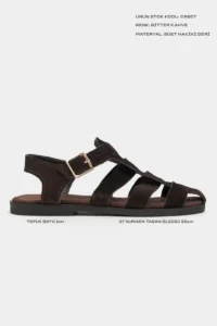Nisantasi Shoes Orbit DARK BROWN SUEDE GENUINE LEATHER Hair Clip Detailed Flat Sole Women Sandals - Image 3