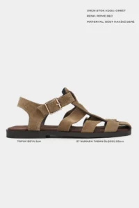 Nisantasi Shoes Orbit ROME BEIGE SUEDE GENUINE Leather Hair Clip Detailed Flat Sole Women Sandals - Image 3