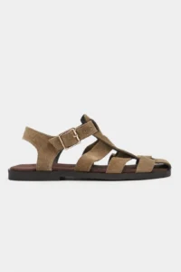 Nisantasi Shoes Orbit ROME BEIGE SUEDE GENUINE Leather Hair Clip Detailed Flat Sole Women Sandals - Image 4