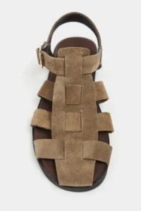 Nisantasi Shoes Orbit ROME BEIGE SUEDE GENUINE Leather Hair Clip Detailed Flat Sole Women Sandals - Image 5