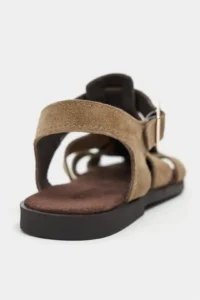 Nisantasi Shoes Orbit ROME BEIGE SUEDE GENUINE Leather Hair Clip Detailed Flat Sole Women Sandals - Image 6