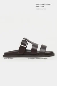 Nisantasi Shoes Spirit COFFEE MATTE Belt Hair Clip Detailed Flat Sole Women Slippers - Image 2