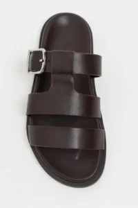 Nisantasi Shoes Spirit COFFEE MATTE Belt Hair Clip Detailed Flat Sole Women Slippers - Image 6