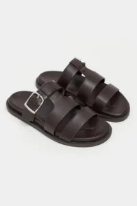 Nisantasi Shoes Spirit COFFEE MATTE Belt Hair Clip Detailed Flat Sole Women Slippers - Image 7