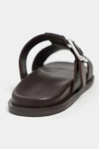 Nisantasi Shoes Spirit COFFEE MATTE Belt Hair Clip Detailed Flat Sole Women Slippers - Image 8