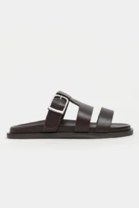 Nisantasi Shoes Spirit COFFEE MATTE Belt Hair Clip Detailed Flat Sole Women Slippers - Image 9