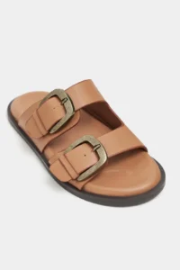 Nisantasi Shoes Ting Light Tan MATTE Double Hair Clip Detailed Flat Sole Women Slippers - Image 4