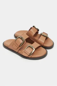 Nisantasi Shoes Ting Light Tan MATTE Double Hair Clip Detailed Flat Sole Women Slippers - Image 5