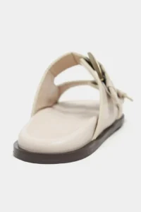 Nisantasi Shoes Ting BEIGE MATTE Double Hair Clip Detailed Flat Sole Women Slippers - Image 5