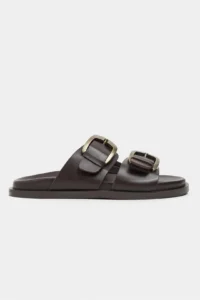 Nisantasi Shoes Ting COFFEE MATTE Double Hair Clip Detailed Flat Sole Women Slippers - Image 3