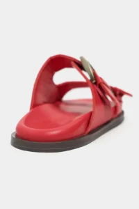 Nisantasi Shoes Ting Red MATTE Double Hair Clip Detailed Flat Sole Women Slippers - Image 5